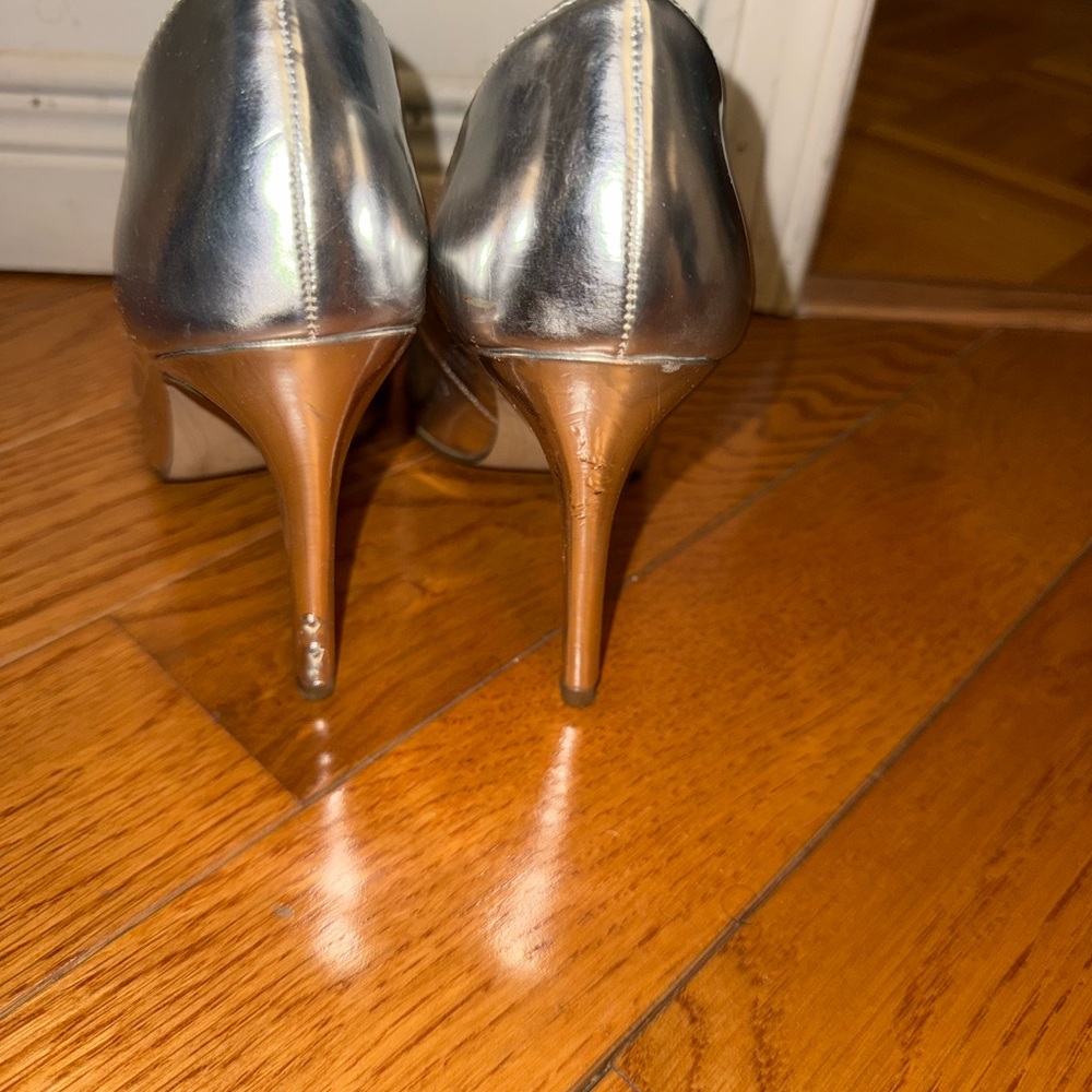Metallic Silver Pointed Heels - Picture 3 of 5